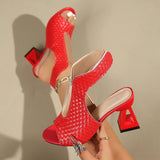 Women's Woven Open-Toe Block Heel Sandals