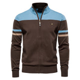 Men's Striped Zip-Up Knit Jacket