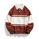 Men's Colour Block Polo Collar Sweatshirt