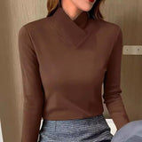 Women's White Autumn Roll Neck Jumper