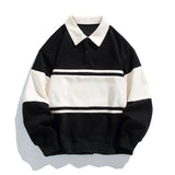 Men's Colour Block Polo Collar Sweatshirt