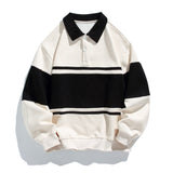 Men's Colour Block Polo Collar Sweatshirt