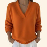 Women's Long-Sleeve V-Neck Ribbed-Trim Knit Sweater