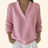 Women's Long-Sleeve V-Neck Ribbed-Trim Knit Sweater
