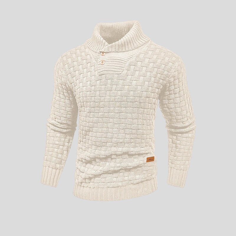 Men's High-Neck Cotton Bamboo Blend Knit Sweater