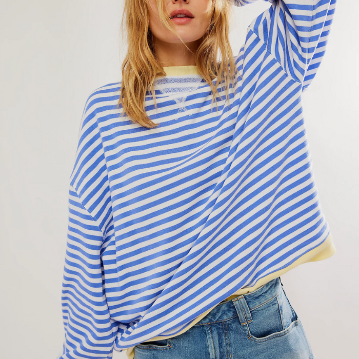 Oversized Striped Long Sleeve Pullover Sweater
