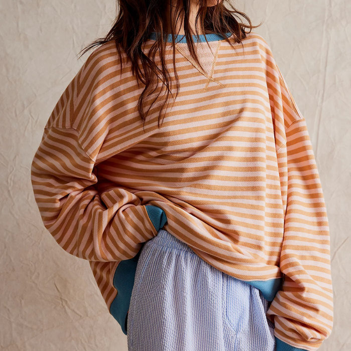 Oversized Striped Long Sleeve Pullover Sweater