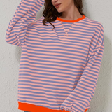 Oversized Striped Long Sleeve Pullover Sweater
