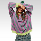 Oversized Striped Long Sleeve Pullover Sweater