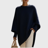 Women's Oversized Long-Sleeve Knit Poncho Sweater