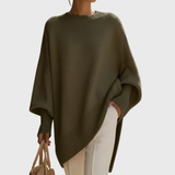 Women's Oversized Long-Sleeve Knit Poncho Sweater