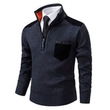 Men's Quarter Zip Knit Sweater with Contrast Pocket