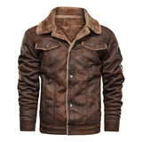 Men's Faux Leather Sherpa Collar Jacket