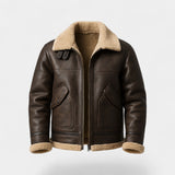 Men's Shearling Collar Leather Jacket