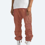 Men's Relaxed Fit Cotton Cargo Trousers with Drawstring
