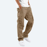 Men's Relaxed Fit Cotton Cargo Trousers with Drawstring