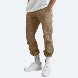 Men's Relaxed Fit Cotton Cargo Trousers with Drawstring