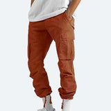Men's Relaxed Fit Cotton Cargo Trousers with Drawstring