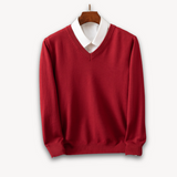 Men's V-Neck Fine Knit Sweater