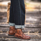 Men's Vintage Leather Lace Up Ankle Boots