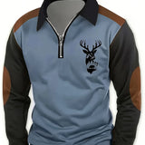 Men's Quarter Zip Contrast Sleeve Pullover
