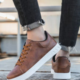 Men's Leather Lace-Up Casual Sneakers