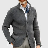 Men's Ribbed Stand Collar Cardigan