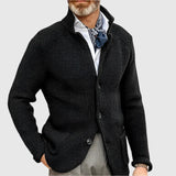 Men's Ribbed Stand Collar Cardigan