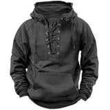 Men's Lace-Up Hooded Pullover Hoodie