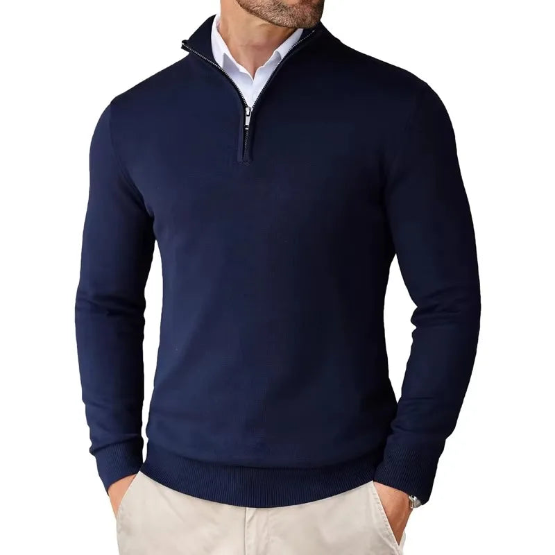 Men's Half-Zip Cotton Blend Sweater, Modern Fit