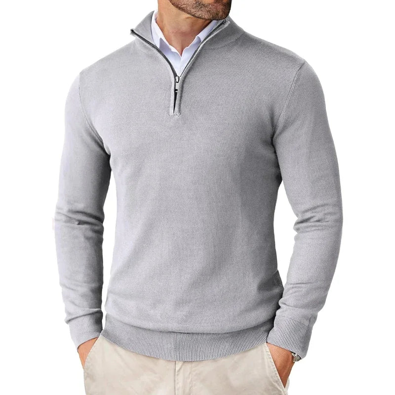 Men's Half-Zip Cotton Blend Sweater, Modern Fit