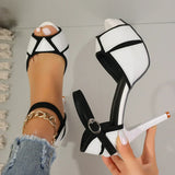 Women's Two-Tone Platform Stiletto Ankle-Strap Heels
