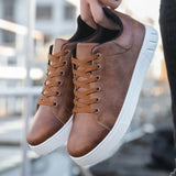 Men's Leather Lace-Up Casual Sneakers