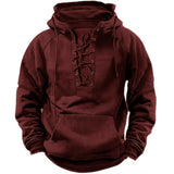 Men's Lace-Up Hooded Pullover Hoodie
