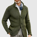 Men's Ribbed Stand Collar Cardigan