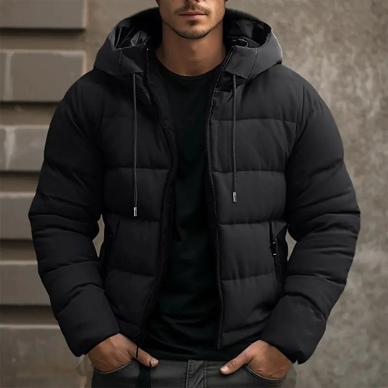 Men's Hooded Quilted Sherpa-Lined Winter Jacket
