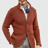 Men's Ribbed Stand Collar Cardigan