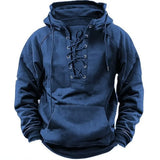 Men's Lace-Up Hooded Pullover Hoodie