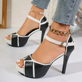 Women's Two-Tone Platform Stiletto Ankle-Strap Heels