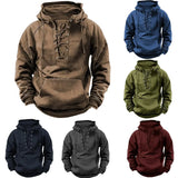 Men's Lace-Up Hooded Pullover Hoodie