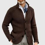 Men's Ribbed Stand Collar Cardigan