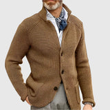 Men's Ribbed Stand Collar Cardigan