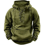 Men's Lace-Up Hooded Pullover Hoodie