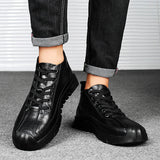 Men's Leather Lace-Up Casual Sneakers