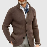 Men's Ribbed Stand Collar Cardigan