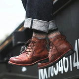 Men's Handmade Leather Boots with Non-Slip Sole