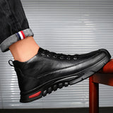 Men's Leather Lace-Up Casual Sneakers