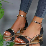 Women's Ankle Strap Low Block Heel Sandals