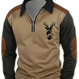 Men's Quarter Zip Contrast Sleeve Pullover