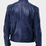 Men's Zip-Up Leather Jacket with Multiple Pockets